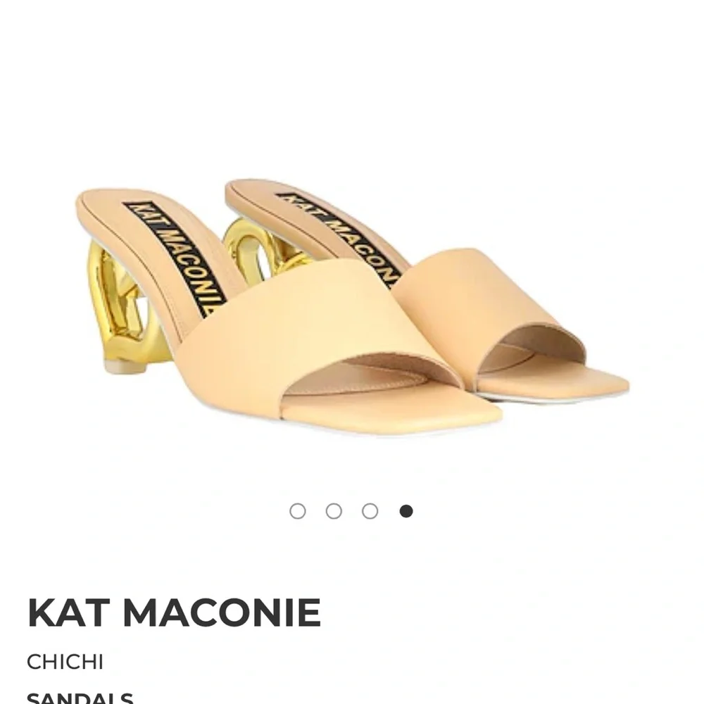 Gold and Cream Heart Heel Sandals - Picture 4 of 11